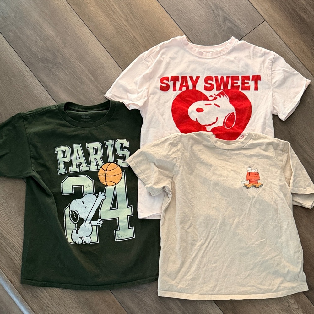 Snoopy Kids T-Shirt Set - Green, White, Cream